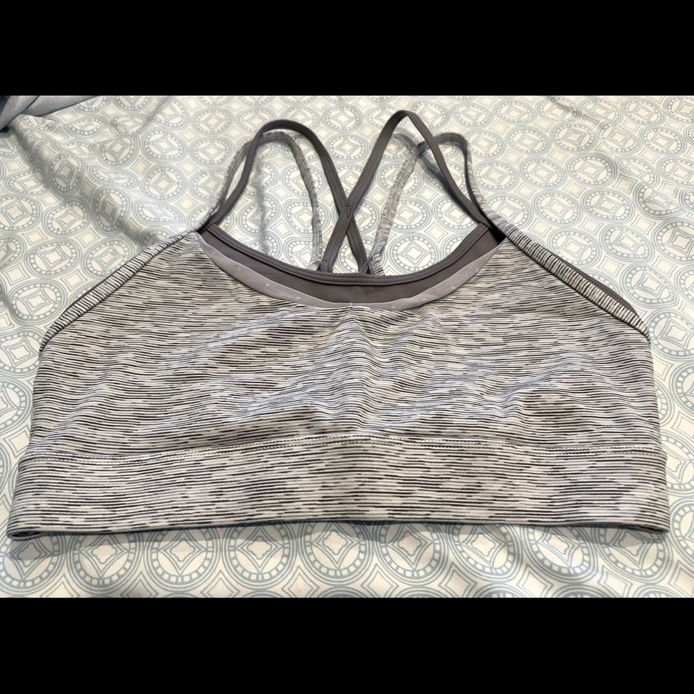 ZYIA Strappy Bra Gray & White size S